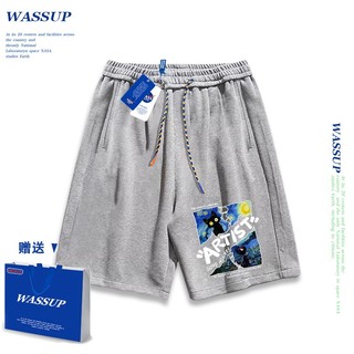 Thương hiệu WASSUP Đồng thương hiệu 2025 Quần short dáng rộng Unisex phong cách mới, sử dụng chất liệu Cotton Co giãn dày, thích hợp cho quần short hợp thời trang mùa hè, chống mài mòn, dễ dàng kết hợp, thoáng khí thoải mái, tận hưởng thời gian mát mẻ!