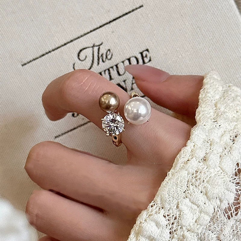 Nhẫn zircon kiểu Pháp, trang sức cao cấp thanh lịch dành cho nữ