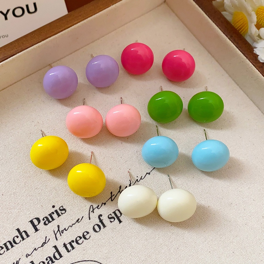 [Jewbeauty] Bông tai bóng kẹo màu kim bạc thời trang cao cấp đơn giản và đa năng dành cho nữ
