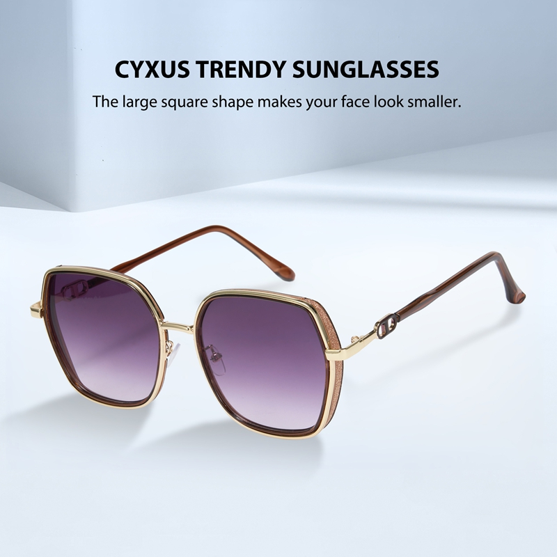 Cyxus Kính Râm Nữ Thời Trang Gọng Vuông Thanh Lịch Chống Tia UV400 Hoàn Hảo Cho Du Lịch Và Dạo Phố 1295