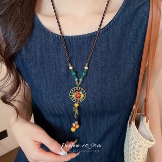 DREJEW Vòng cổ gốm phong cách cổ điển Trung Quốc mới phong cách dân tộc thời trang đa năng xương đòn chuỗi thích hợp trang trí vòng cổ cao cấp