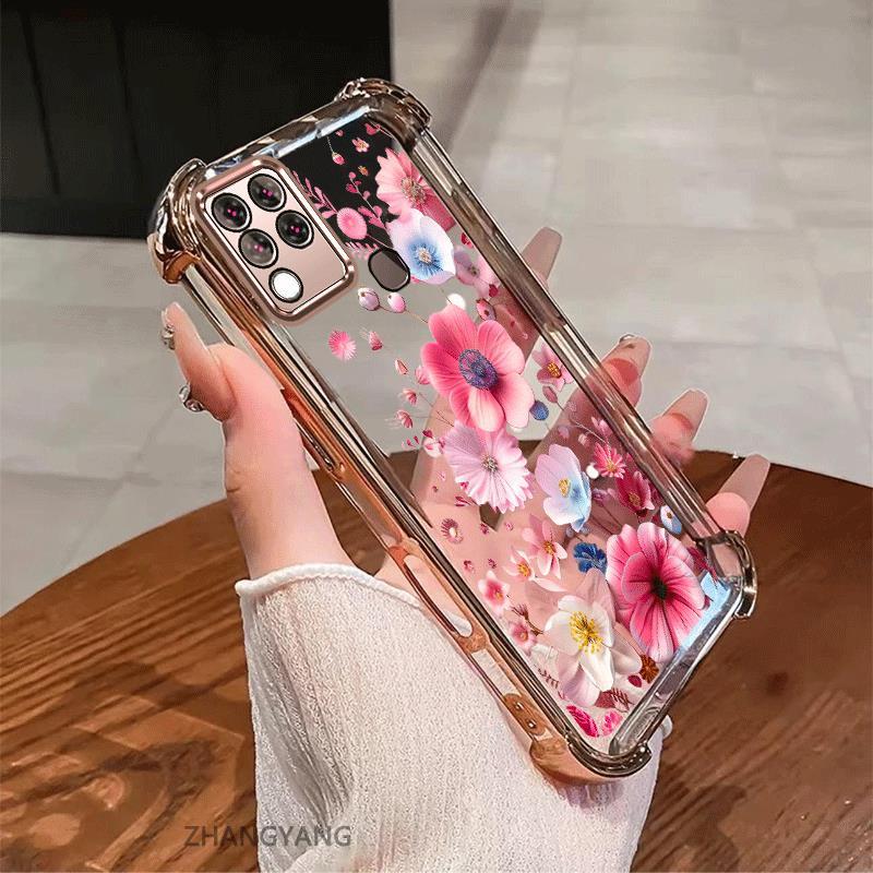 Ốp Lưng Cho infinix hot 10s Thẩm Mỹ Mạ Điện Chống Sốc Vỏ Điện Thoại Độ Nét Cao Và Đẹp Nhiều Màu Hoa Silicon TPU Mềm
