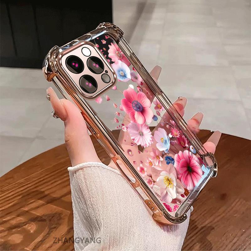 Ốp Lưng Cho Redmi 12 4G Vỏ Điện Thoại Chống Sốc Mạ Điện Thẩm Mỹ Độ Nét Cao Và Đẹp Nhiều Màu Hoa Silicon TPU Mềm