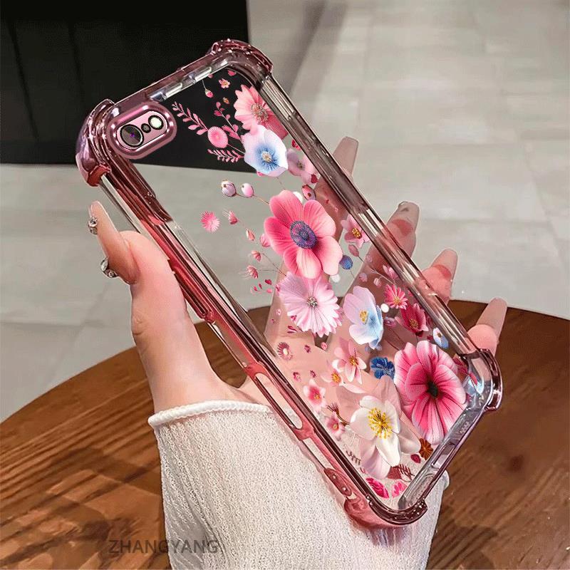 Ốp Lưng Cho iPhone 7 iPhone 8 iPhone 6 iPhone 6s Thẩm Mỹ Mạ Điện Chống Sốc Vỏ Điện Thoại Độ Nét Cao Và Đẹp Nhiều Màu Hoa Silicon TPU Mềm