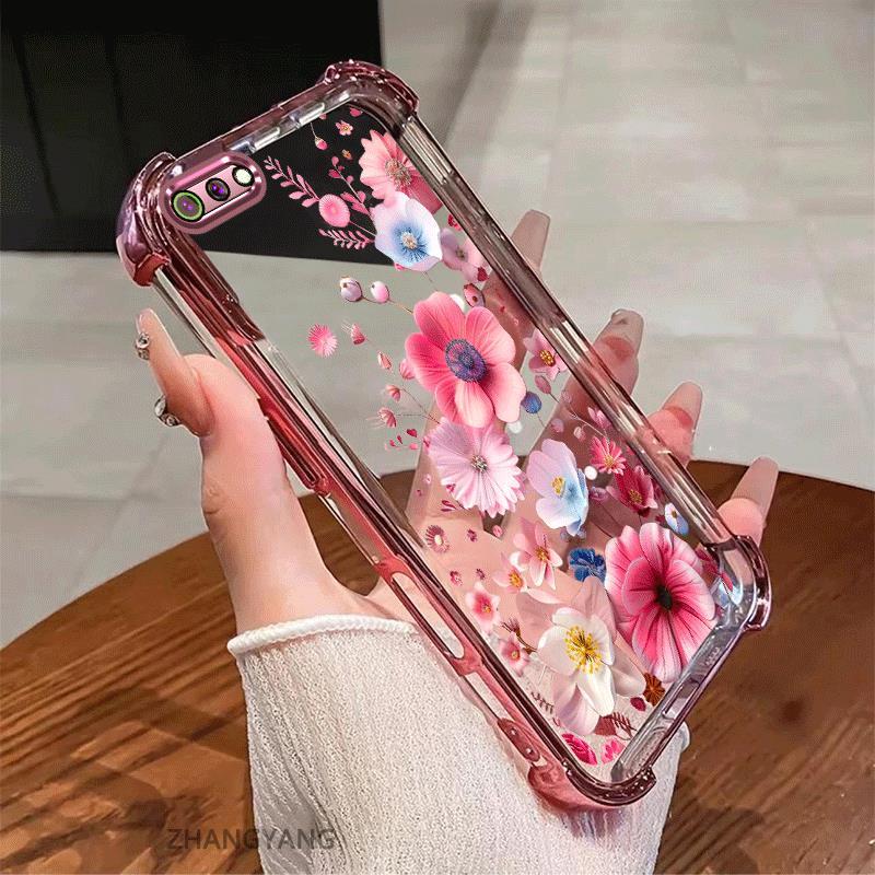 Ốp Lưng Cho Realme C2 Vỏ Điện Thoại Chống Sốc Mạ Điện Thẩm Mỹ Độ Nét Cao Và Đẹp Nhiều Màu Hoa Silicon TPU Mềm Trường Hợp