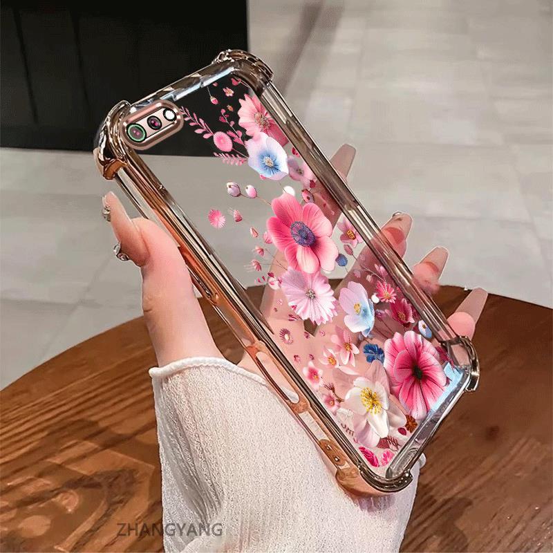 Ốp Lưng Cho Realme C2 Vỏ Điện Thoại Chống Sốc Mạ Điện Thẩm Mỹ Độ Nét Cao Và Đẹp Nhiều Màu Hoa Silicon TPU Mềm Trường Hợp