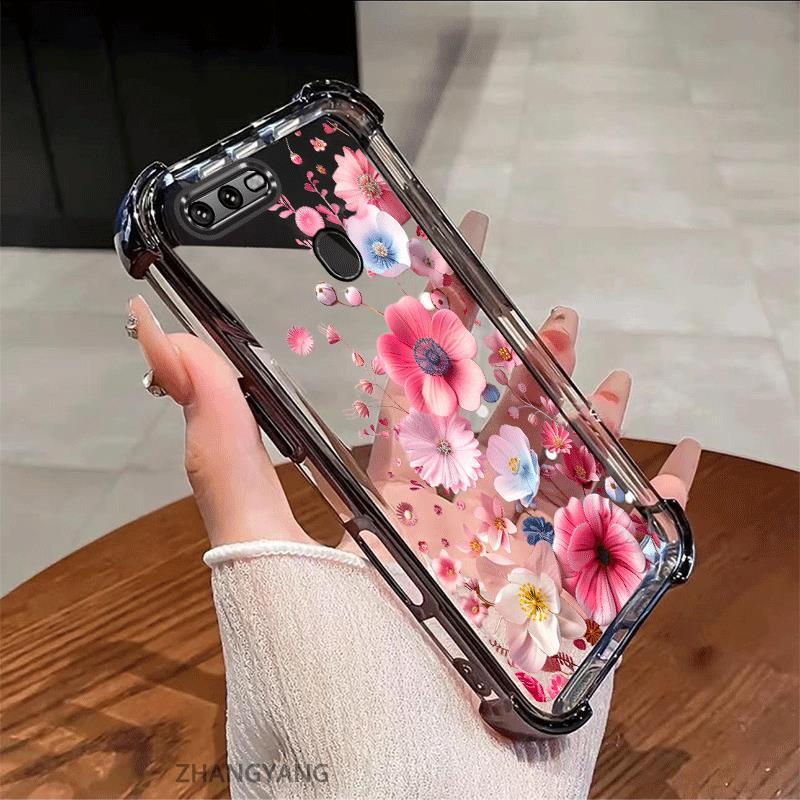 Ốp Lưng Cho OPPO A5S A12 A7 F9 Ốp Điện Thoại Chống Sốc Mạ Điện Thẩm Mỹ Độ Nét Cao Và Đẹp Nhiều Màu Hoa Silicon TPU Mềm