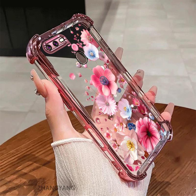 Ốp Lưng Cho OPPO A5S A12 A7 F9 Ốp Điện Thoại Chống Sốc Mạ Điện Thẩm Mỹ Độ Nét Cao Và Đẹp Nhiều Màu Hoa Silicon TPU Mềm