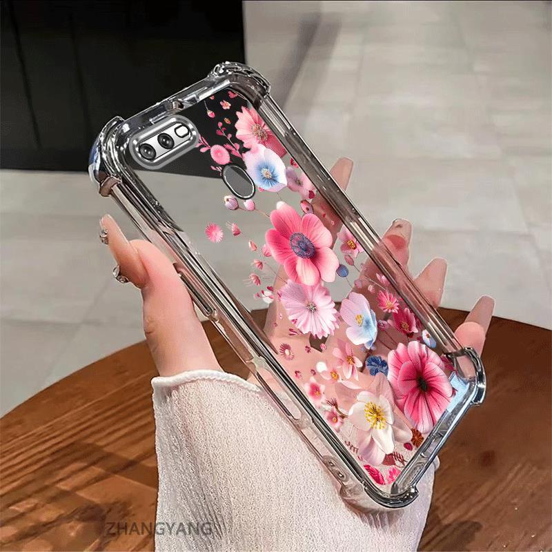 Ốp Lưng Cho OPPO A5S A12 A7 F9 Ốp Điện Thoại Chống Sốc Mạ Điện Thẩm Mỹ Độ Nét Cao Và Đẹp Nhiều Màu Hoa Silicon TPU Mềm