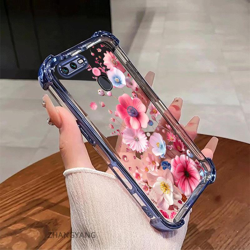 Ốp Lưng Cho OPPO A5S A12 A7 F9 Ốp Điện Thoại Chống Sốc Mạ Điện Thẩm Mỹ Độ Nét Cao Và Đẹp Nhiều Màu Hoa Silicon TPU Mềm