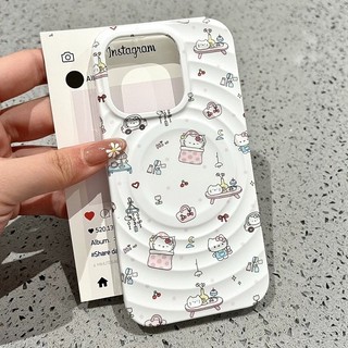 Ốp bảo vệ chân đế họa tiết mèo mua sắm màu hồng cho iPhone 11 12pro 13promax 15pro 15promax 14 14promax 14pro 16 pro max 16 plus wave case