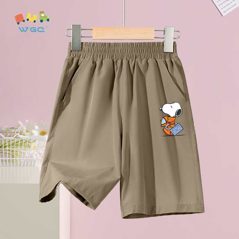 W.G.Q Quần short bé trai ,vải khô nhanh, dáng rộng thoải mái,thoáng khí nhẹ, có túi lớn và in SNOOPY