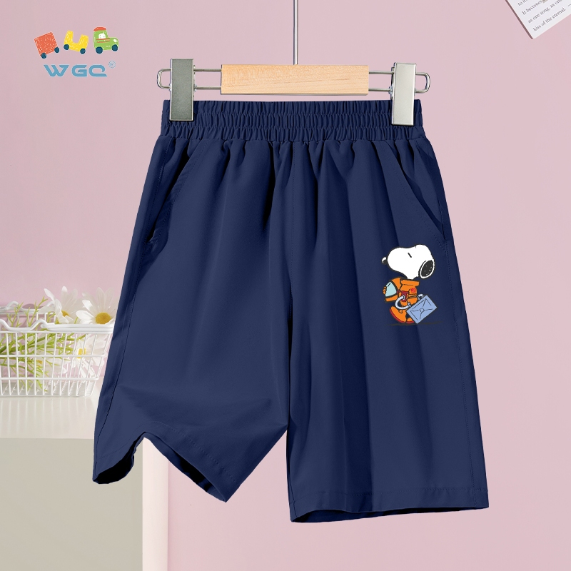 W.G.Q Quần short bé trai ,vải khô nhanh, dáng rộng thoải mái,thoáng khí nhẹ, có túi lớn và in SNOOPY