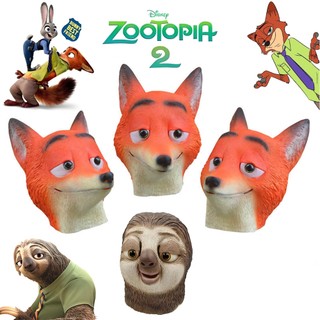 Người Lớn Disney Zootopia Mặt nạ Nam Fox Nick & Sloth Flash Hình Mặt nạ Đảng Hoạt Hình Động Vật Cosplay Cao Su Mũ Halloween Trang Phục
