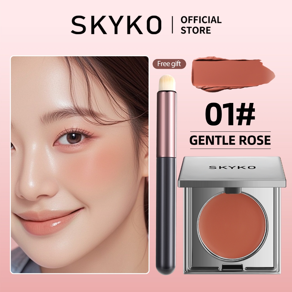SKYKO Phấn Má hồng dạng kem Creamy Blush 3 Trong 1 Blusher Cho Cheek & Môi & Mắt