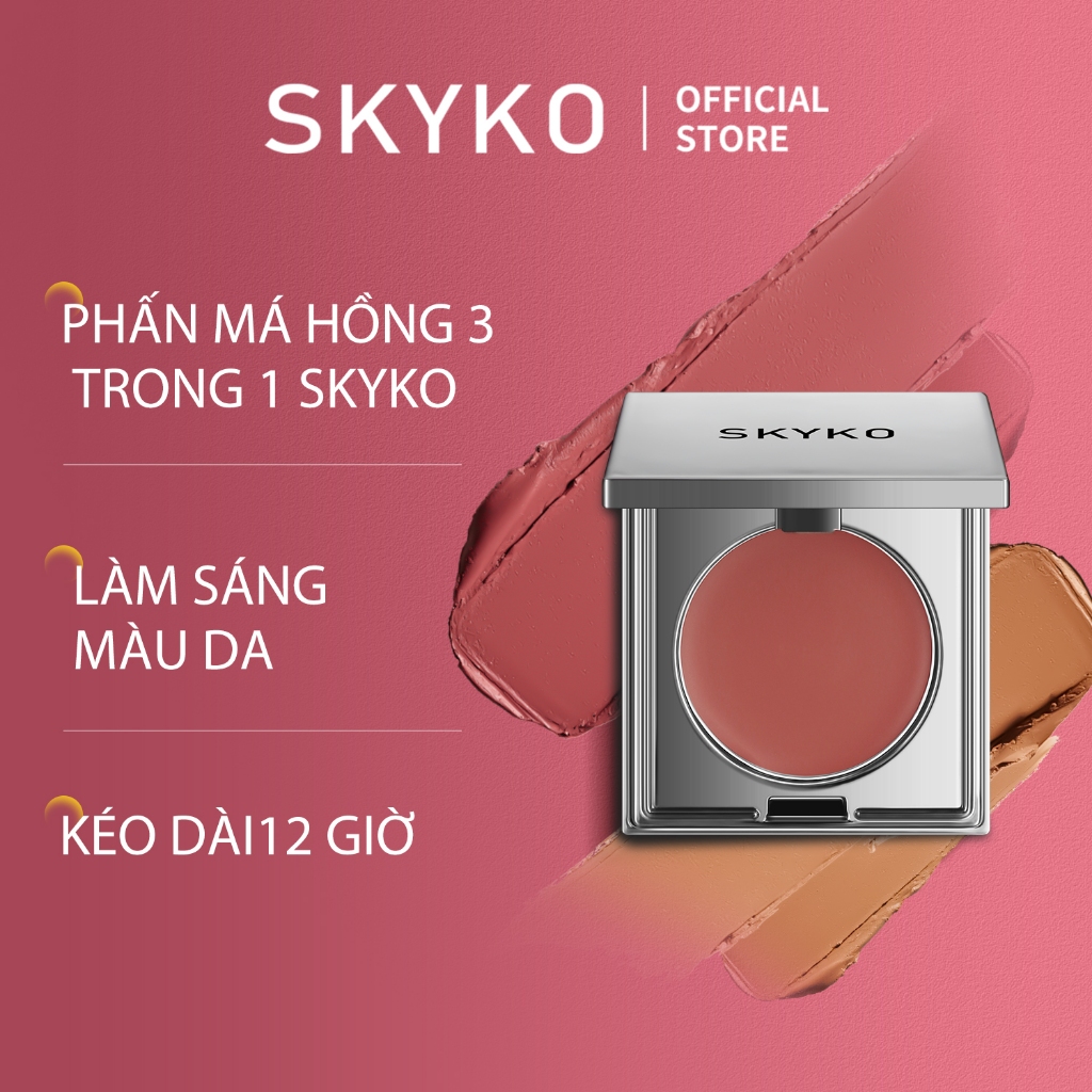 SKYKO Phấn Má hồng dạng kem Creamy Blush 3 Trong 1 Blusher Cho Cheek & Môi & Mắt