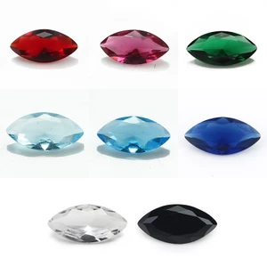 Bộ 50 25 Chiếc 3x6 ~ 8x16mm Marquise Cắt Đá Thủy Tinh Rời Đá Quý Tổng Hợp Cho Trang Sức DIY Đen, Xanh, Xanh Dương, Xanh Biển Nhẹ, Xanh Biển Đậm, Trắng, Đỏ Hồng, Màu Garnet