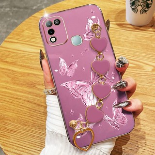 YBD Ốp Điện Thoại Cho infinix Hot 10 Chơi Hot 11 Chơi X688B X688C Xử Lý Vòng Tay Tình Yêu Sợi Lông Bướm Vỏ Mạ Điện