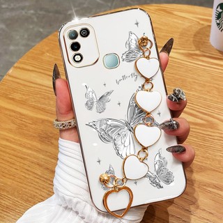 YBD Ốp Điện Thoại Cho infinix Hot 10 Chơi Hot 11 Chơi X688B X688C Xử Lý Vòng Tay Tình Yêu Sợi Lông Bướm Vỏ Mạ Điện