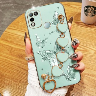 YBD Ốp Điện Thoại Cho infinix Hot 10 Chơi Hot 11 Chơi X688B X688C Xử Lý Vòng Tay Tình Yêu Sợi Lông Bướm Vỏ Mạ Điện