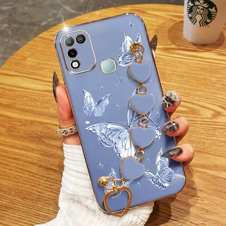 YBD Ốp Điện Thoại Cho infinix Hot 10 Chơi Hot 11 Chơi X688B X688C Xử Lý Vòng Tay Tình Yêu Sợi Lông Bướm Vỏ Mạ Điện