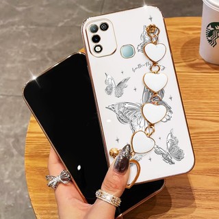 YBD Ốp Điện Thoại Cho infinix Hot 10 Chơi Hot 11 Chơi X688B X688C Xử Lý Vòng Tay Tình Yêu Sợi Lông Bướm Vỏ Mạ Điện