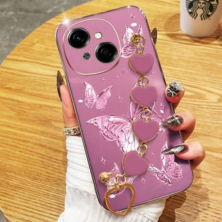 Ốp Điện Thoại YBD Cho Tecno Spark GO 1S Spark GO 1 Spark Go 2025 POP 9 4G KL4h Xử Lý Vòng Tay Tình Yêu Sợi Lông Bướm Vỏ Mạ Điện