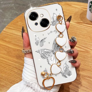 Ốp Điện Thoại YBD Cho Tecno Spark GO 1S Spark GO 1 Spark Go 2025 POP 9 4G KL4h Xử Lý Vòng Tay Tình Yêu Sợi Lông Bướm Vỏ Mạ Điện