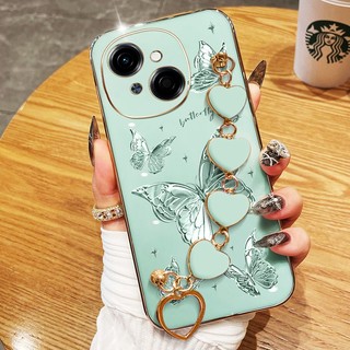 Ốp Điện Thoại YBD Cho Tecno Spark GO 1S Spark GO 1 Spark Go 2025 POP 9 4G KL4h Xử Lý Vòng Tay Tình Yêu Sợi Lông Bướm Vỏ Mạ Điện