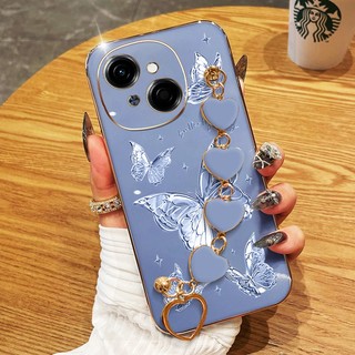Ốp Điện Thoại YBD Cho Tecno Spark GO 1S Spark GO 1 Spark Go 2025 POP 9 4G KL4h Xử Lý Vòng Tay Tình Yêu Sợi Lông Bướm Vỏ Mạ Điện