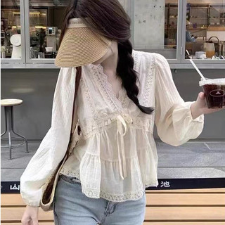 Áo sơ mi dài tay cổ chữ V phong cách Hàn Quốc dành cho nữ