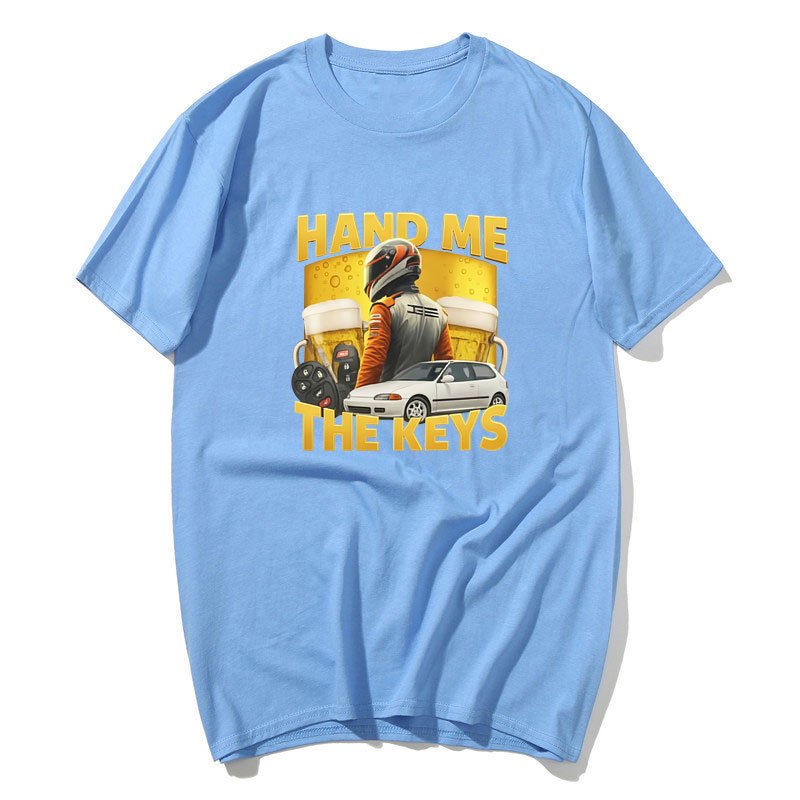 Tay Tôi Chìa Khóa Ngộ nghĩnh Áo Thun Uống Rượu Lái Xe Nam Thời Trang Vintage Tay Ngắn Áo Thun Cotton Áo Thun Dạo Phố