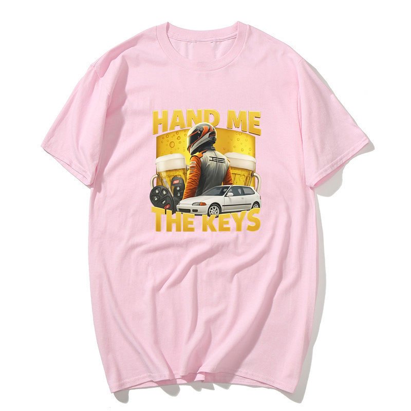 Tay Tôi Chìa Khóa Ngộ nghĩnh Áo Thun Uống Rượu Lái Xe Nam Thời Trang Vintage Tay Ngắn Áo Thun Cotton Áo Thun Dạo Phố