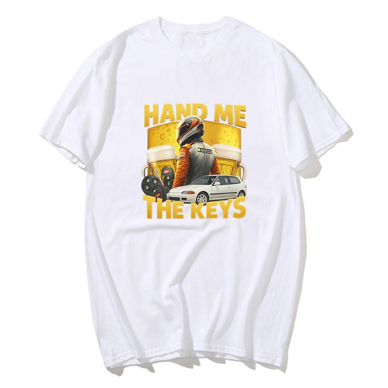 Tay Tôi Chìa Khóa Ngộ nghĩnh Áo Thun Uống Rượu Lái Xe Nam Thời Trang Vintage Tay Ngắn Áo Thun Cotton Áo Thun Dạo Phố