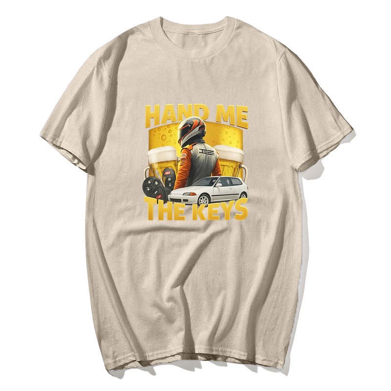 Tay Tôi Chìa Khóa Ngộ nghĩnh Áo Thun Uống Rượu Lái Xe Nam Thời Trang Vintage Tay Ngắn Áo Thun Cotton Áo Thun Dạo Phố
