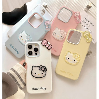 Phim hoạt hình dễ thương 3D Nơ Hello Kitty Cat 2in1 Vỏ điện thoại silicon lỏng cho iPhone 16Promax 16Pro 14 15 Pro Max 13 Vỏ điện thoại di động ngọt ngào nữ tính