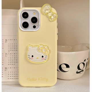 Phim hoạt hình dễ thương 3D Nơ Hello Kitty Cat 2in1 Vỏ điện thoại silicon lỏng cho iPhone 16Promax 16Pro 14 15 Pro Max 13 Vỏ điện thoại di động ngọt ngào nữ tính