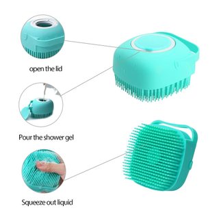 Bàn chải tắm cho chó - Bàn chải Massage tắm chải lông thú cưng có hộp đựng dầu gội Lông silicon mềm cho chó dài có lông ngắn cho chó mèo tắm