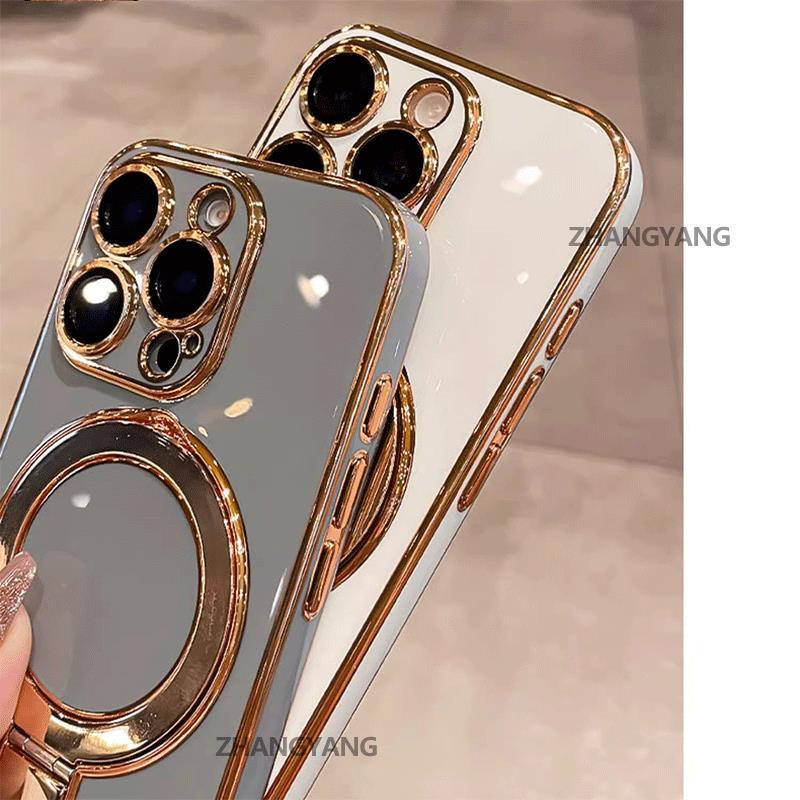 Ốp Lưng Cho OPPO A17 A97 5G A38 4G A18 A60 Vỏ Điện Thoại Silicon Chống Sốc Thẩm Mỹ Thiết Kế Mới Rỗng Giá Đỡ Điện Thoại Với Kết Cấu Kim Loại