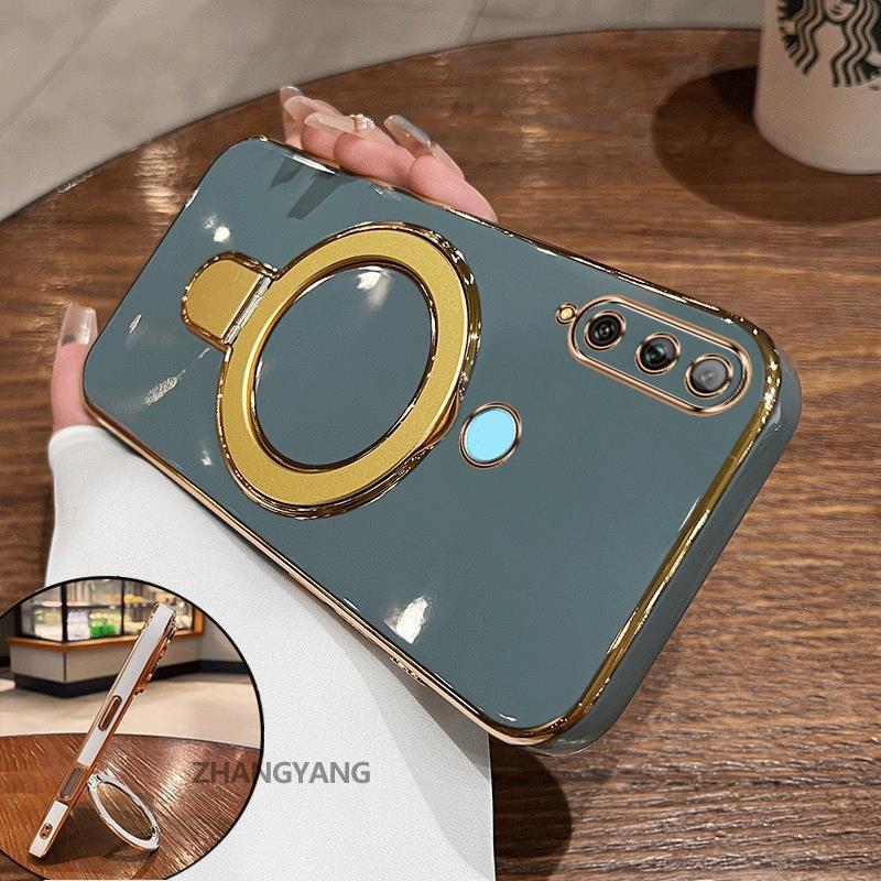 Ốp Lưng Cho Huawei y6p y9 prime 2019 y9s Vỏ Điện Thoại Silicon Chống Sốc Thẩm Mỹ Thiết Kế Mới Rỗng Giá Đỡ Điện Thoại Với Kết Cấu Kim Loại