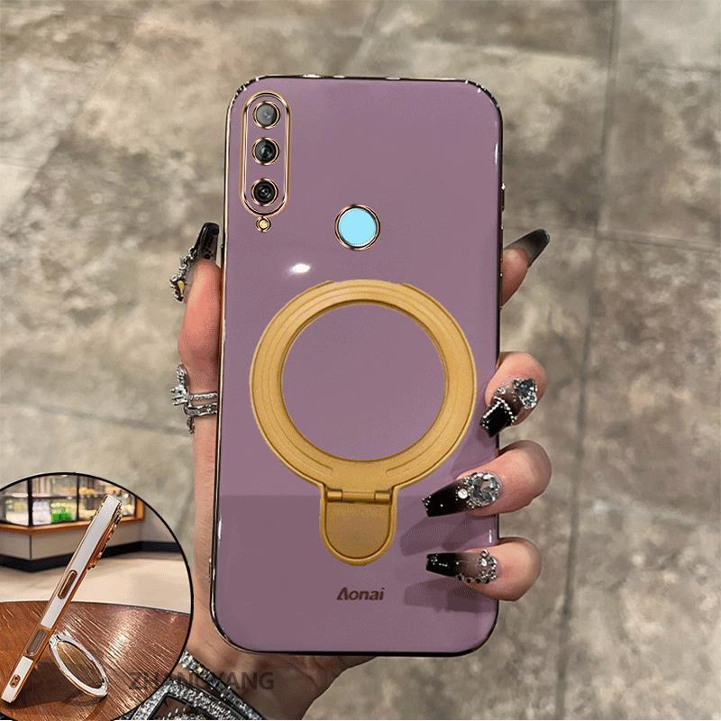 Ốp Lưng Cho Huawei y6p y9 prime 2019 y9s Vỏ Điện Thoại Silicon Chống Sốc Thẩm Mỹ Thiết Kế Mới Rỗng Giá Đỡ Điện Thoại Với Kết Cấu Kim Loại