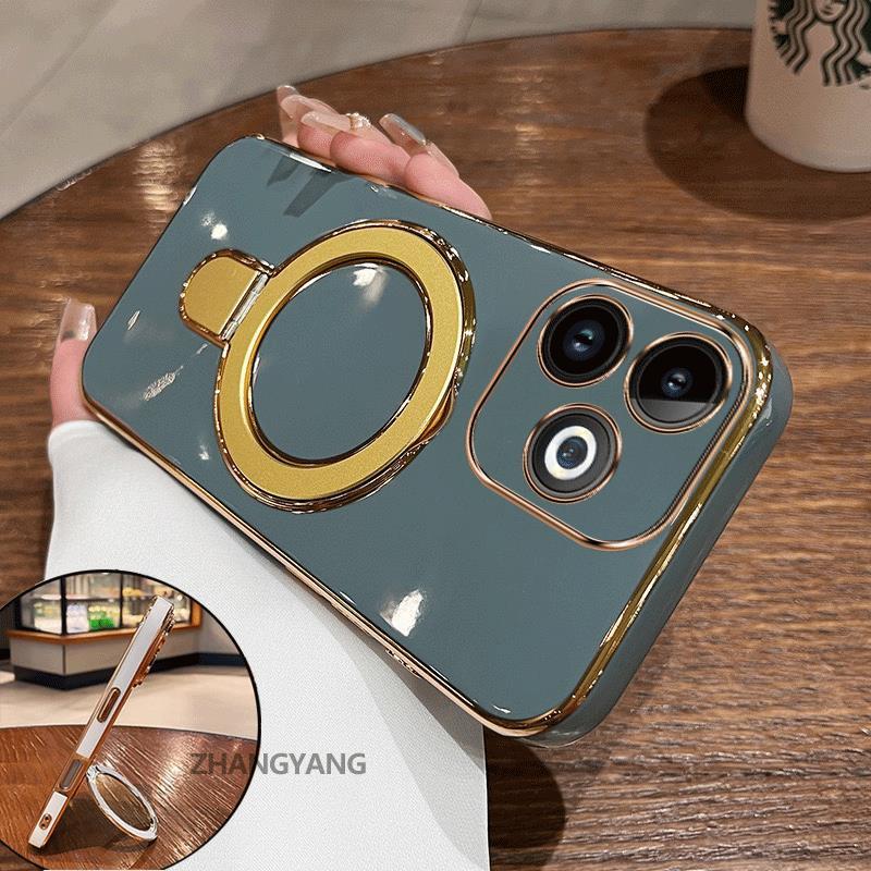 Ốp Lưng Dành Cho Infinix smart 8 hot 40i Vỏ Điện Thoại Silicon Chống Sốc Thẩm Mỹ Thiết Kế Mới Rỗng Giá Đỡ Điện Thoại Với Kết Cấu Kim Loại