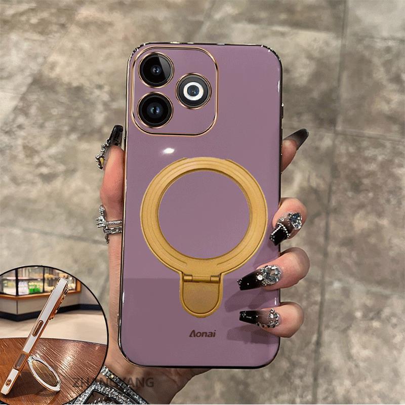 Ốp Lưng Dành Cho Infinix smart 8 hot 40i Vỏ Điện Thoại Silicon Chống Sốc Thẩm Mỹ Thiết Kế Mới Rỗng Giá Đỡ Điện Thoại Với Kết Cấu Kim Loại
