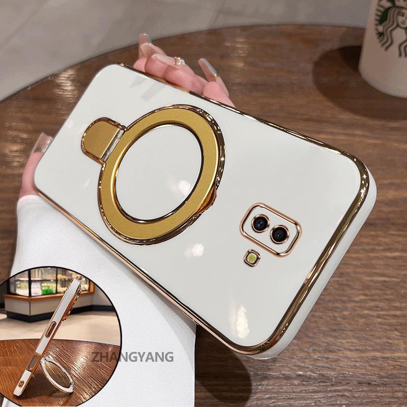 Ốp Lưng Dành Cho Samsung J6 Plus J6 Prime Vỏ Điện Thoại Silicon Chống Sốc Thẩm Mỹ Thiết Kế Mới Rỗng Giá Đỡ Điện Thoại Với Kết Cấu Kim Loại