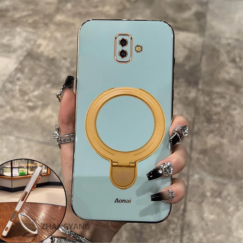 Ốp Lưng Dành Cho Samsung J6 Plus J6 Prime Vỏ Điện Thoại Silicon Chống Sốc Thẩm Mỹ Thiết Kế Mới Rỗng Giá Đỡ Điện Thoại Với Kết Cấu Kim Loại