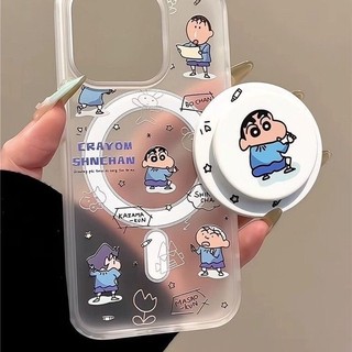 Ốp bảo vệ chân đế họa tiết Crayon Shin-chan đơn giản cho iPhone 11 12promax 13pro 15pro 15promax 14promax 14pro 16 pro max 16 plus hộp đựng thẻ
