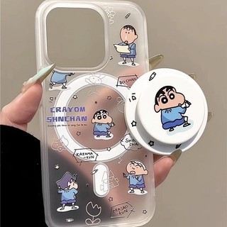 Ốp bảo vệ chân đế họa tiết Crayon Shin-chan đơn giản cho iPhone 11 12promax 13pro 15pro 15promax 14promax 14pro 16 pro max 16 plus hộp đựng thẻ