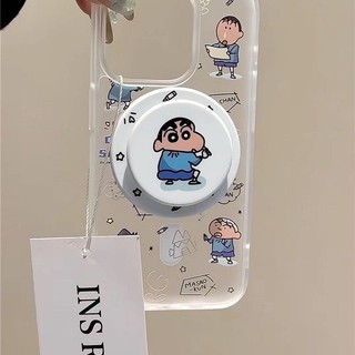 Ốp bảo vệ chân đế họa tiết Crayon Shin-chan đơn giản cho iPhone 11 12promax 13pro 15pro 15promax 14promax 14pro 16 pro max 16 plus hộp đựng thẻ