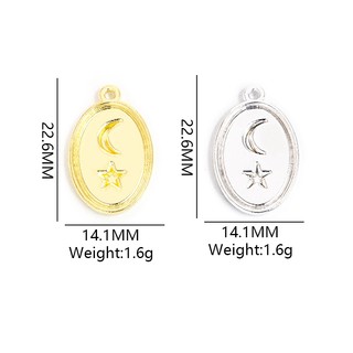 10 Chiếc Tranh Sơn Dầu Phong Cách Quyến Rũ Hình Bầu Dục Nhiều Màu Với Họa Tiết Ngôi Sao & Mặt Trăng, Bông Tai Vòng Cổ Thanh Lịch Cao Cấp Mặt Dây Hợp Kim DIY - Lý Tưởng Cho Lễ Hội, Tiệc Và Những dịp Đặc Biệt