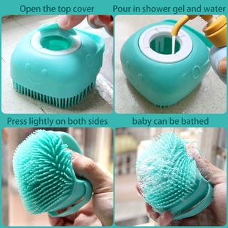 Bàn chải tắm cho chó - Bàn chải Massage tắm chải lông thú cưng có hộp đựng dầu gội Lông silicon mềm cho chó dài có lông ngắn cho chó mèo tắm